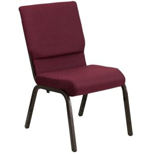 916-XCH60096BYXY56 Stacking Church Chair w/ Burgundy Patterned Fabric Back & Seat - Steel Frame, Gold Vein