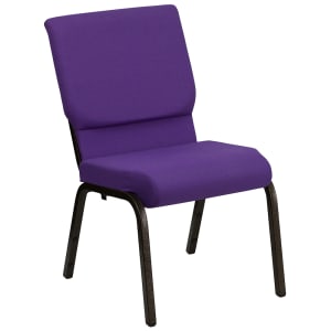 916-XCH60096PU Stacking Church Chair w/ Purple Polyester Back & Seat - Steel Frame, Gold Vein