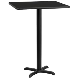 916-XBTB3030T2222B 30" Square Bar Height Table - Black Laminate Top, Cast Iron Base