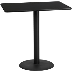 916-XBTB3048TR24B Rectangular Bar Height Table w/ Black Laminate Top - 48"W x 30"D x 43 1/8"H, Cast Iron Base
