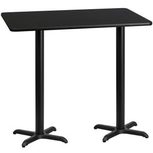 916-XBTB3060T2222B Rectangular Bar Height Table w/ Black Laminate Top - 60"W x 30"D x 43 1/8"H, Cast Iron Base