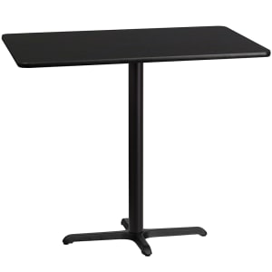 916-XBTB3048T2230B Rectangular Bar Height Table w/ Black Laminate Top - 48"W x 30"D x 43 1/8"H, Cast Iron Base