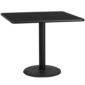 916-XBTB4242TR24 42" Square Dining Height Table w/ Black Laminate Top - Cast Iron Base
