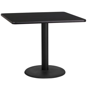 916-XBTB3636TR24 36" Square Dining Height Table w/ Black Laminate Top - Cast Iron Base