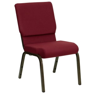 916-XCH60096BY Stacking Church Chair w/ Burgundy Polyester Back & Seat - Steel Frame, Gold Vein