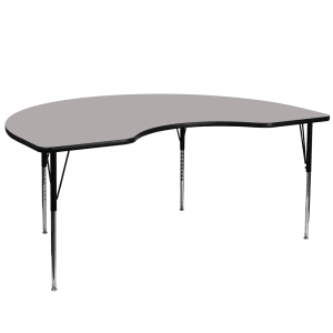 916-XA4872KGYHA Kidney Shaped Activity Table - 72"L x 48"W, Laminate Top, Gray