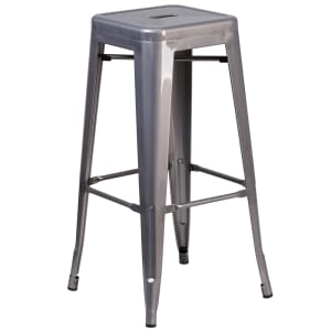 916-XDGTP000430 Backless Bar Stool w/ Metal Seat, Silver