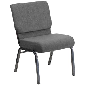 916-XUCH0221GYSVGG Extra Wide Stacking Church Chair w/ Gray Polyester Back & Seat - Steel Frame, Silver Vein