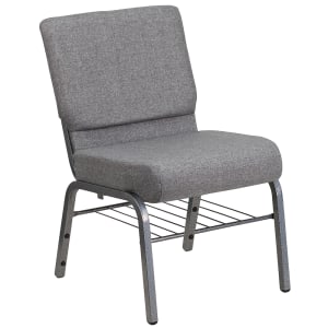 916-XCH0221GYSVB Extra Wide Stacking Church Chair w/ Gray Polyester Back & Seat - Steel Frame, Silver Vein