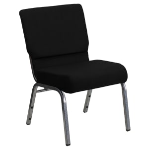 916-XCH0221BKSV Extra Wide Stacking Church Chair w/ Black Polyester Back & Seat - Steel Frame, Silver Vein