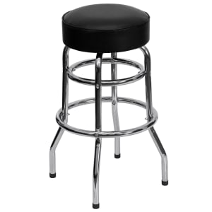 916-XD100 Backless Swivel Bar Stool w/ Black Vinyl Seat, Chrome
