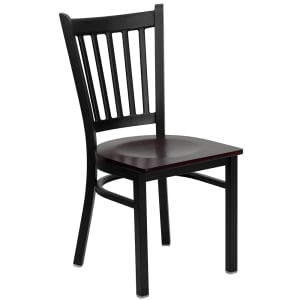 916-XDG6Q2BVMAHW Restaurant Chair w/ Slat Back & Mahogany Wood Seat - Steel Frame, Black
