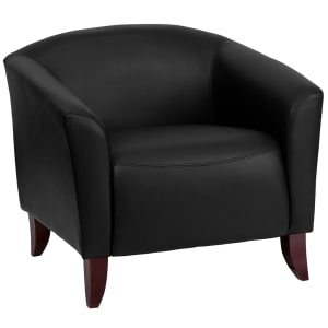 916-1111BK Reception Arm Chair - Black LeatherSoft Upholstery, Cherry Wood Feet