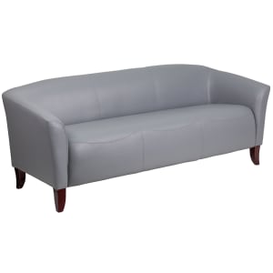 916-1113GY 72 3/4" Reception Sofa w/ Gray LeatherSoft Upholstery - Cherry Wood Feet
