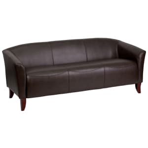 916-1113BN 72 3/4" Reception Sofa w/ Brown LeatherSoft Upholstery - Cherry Wood Feet
