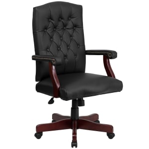 916-801LLF0005BKLEA Swivel Office Swivel Chair w/ High Back - LeatherSoft Upholstery, Black