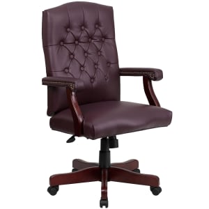 916-801LLF0019BYLEA Swivel Office Swivel Chair w/ High Back - LeatherSoft Upholstery, Burgundy