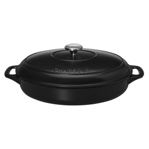 450-FN431 6 1/2 qt Oval Cast Iron Casserole Dish - 15 1/3" x 12 1/5", Black