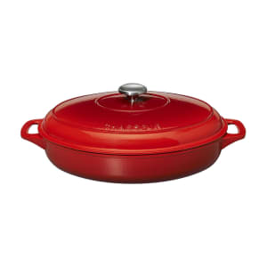 450-FN433 4 1/4 qt Oval Cast Iron Casserole Dish - 14 1/6" x 11", Ruby