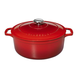 450-FN428 6 1/2 qt Enamel Cast Iron Casserole Dish - 14 1/6" x 11", Ruby