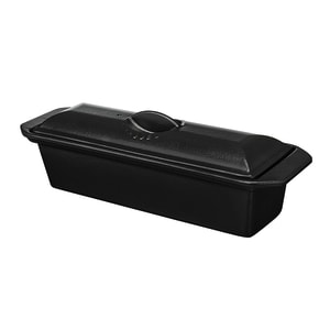 450-FN429 Rectangular Cast Iron Terrine Baking Dish - 12 2/5" x 9 7/8", Black