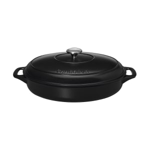 450-FN432 4 1/4 qt Oval Cast Iron Casserole Dish - 13 3/5" x 11", Black