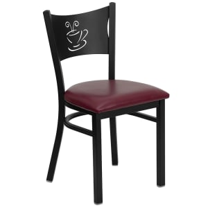 916-XDG60099COFBURV Restaurant Chair w/ Coffee Cutout Back & Burgundy Vinyl Seat - Steel Fram...