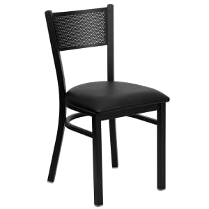 916-XDG60115GRDBLKV Restaurant Chair w/ Grid Back & Black Vinyl Seat - Steel Frame, Black