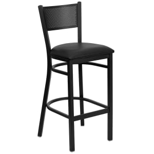 916-XDG60116GRDBBLKV Bar Stool w/ Grid Back & Black Vinyl Seat, Black