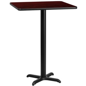 916-XMTB2424T2222B 24" Square Bar Height Table - Mahogany Laminate Top, Cast Iron Base