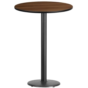 916-XRD30WALTBTR18B 30" Round Bar Height Table - Walnut Laminate Top, Cast Iron Base
