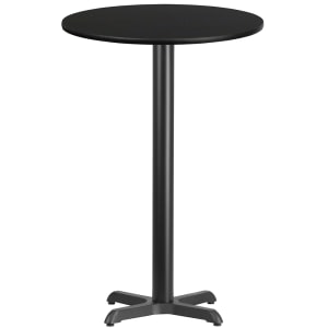 916-XRD24BLKTBT2222B 24" Round Bar Height Table - Black Laminate Top, Cast Iron Base