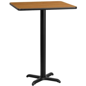 916-XNTB3030T2222B 30" Square Bar Height Table - Natural Laminate Top, Cast Iron Base