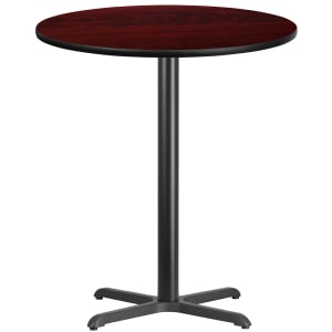 916-XRD36MAHTBT3030B 36" Round Bar Height Table - Mahogany Laminate Top, Cast Iron Base