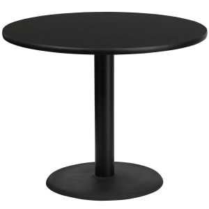 916-XRD36BLKTBTR24 36" Round Dining Height Table w/ Black Laminate Top - Cast Iron Base