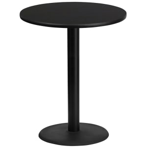 916-XRD36BLKTBTR24B 36" Round Bar Height Table - Black Laminate Top, Cast Iron Base