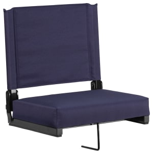 916-XSTANVY Grandstand Outdoor Folding Stadium Seat - Navy Canvas w/ Black Aluminum Frame