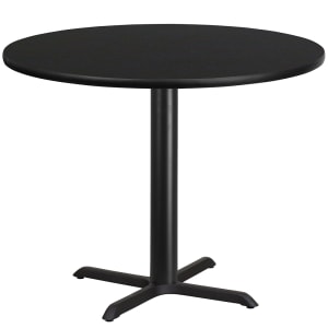 916-XRD42BLKTBT3333 42" Round Dining Height Table w/ Black Laminate Top - Cast Iron Base