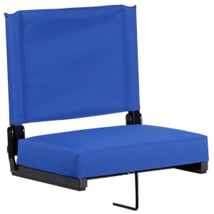 916-XSTABL Grandstand Outdoor Folding Stadium Seat - Blue Canvas w/ Black Aluminum Frame