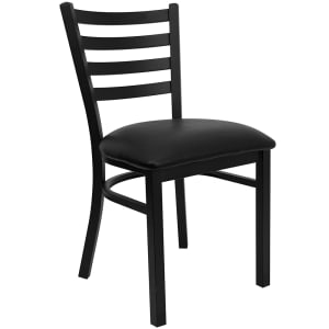 916-XUDG694BLADBLKVG Restaurant Chair w/ Ladder Back & Black Vinyl Seat - Steel Frame, Black