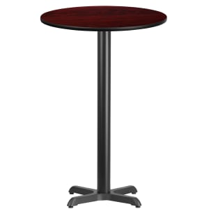 916-XRD24MAHTBT2222B 24" Round Bar Height Table - Mahogany Laminate Top, Cast Iron Base