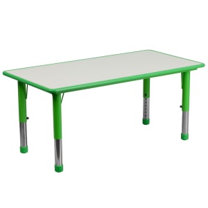916-060RCTTBLGRN Rectangular Preschool Activity Table - 47 1/4"L x 23 5/8"W, Plastic Top, Green/Gray