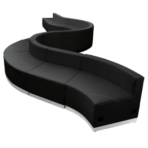 916-803400SETBK 10 Piece Modular Reception Sofa Set - LeatherSoft Upholstery, Black