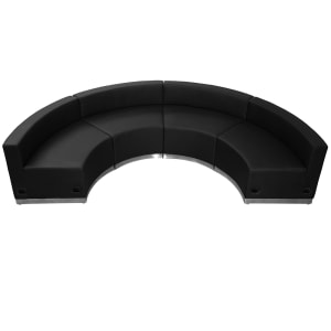 916-803480SETBK 4 Piece Modular Reception Sofa Set - LeatherSoft Upholstery, Black