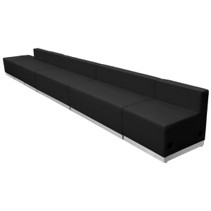 916-803490SETBK 6 Piece Modular Reception Sofa Set - LeatherSoft Upholstery, Black