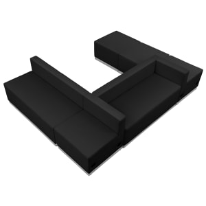 916-803510SETBK 6 Piece Modular Reception Sofa Set - LeatherSoft Upholstery, Black