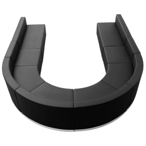 916-803530SETBK 8 Piece Modular Reception Sofa Set - LeatherSoft Upholstery, Black