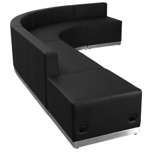 916-803610SETBK 5 Piece Modular Reception Sofa Set - LeatherSoft Upholstery, Black