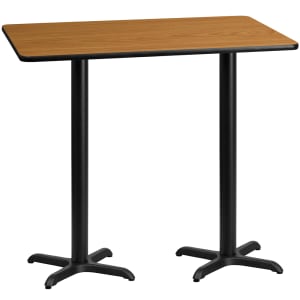 916-XNTB3060T2222B Rectangular Bar Height Table w/ Natural Laminate Top - 60"W x 30"D x 43 1/8"H, Cast Iron Base