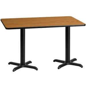 916-XNTB3060T2222 Rectangular Dining Height Table w/ Natural Laminate Top - 60"W x 30"D, Cast Iron Base